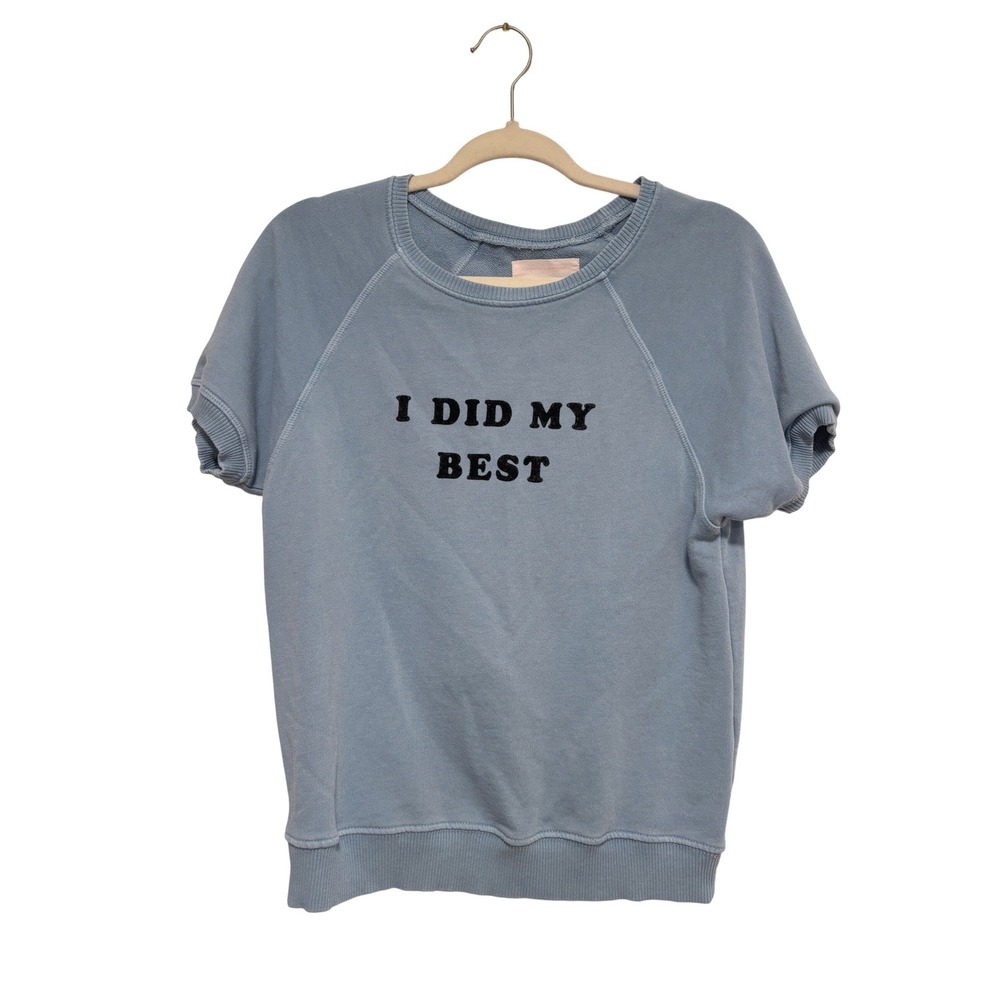 Ban.do I Did My Best Short Sleeve Sweatshirt Blue Graphic Pullover Small